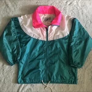 Profile Women’s Vintage Green Pink White Windbreaker Jacket Size Medium
